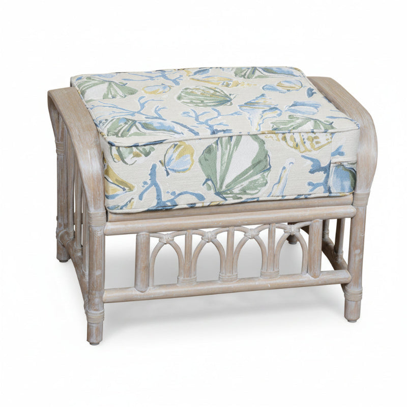 Alexander & Sheridan Cuba Rattan Indoor Ottoman with Cushion