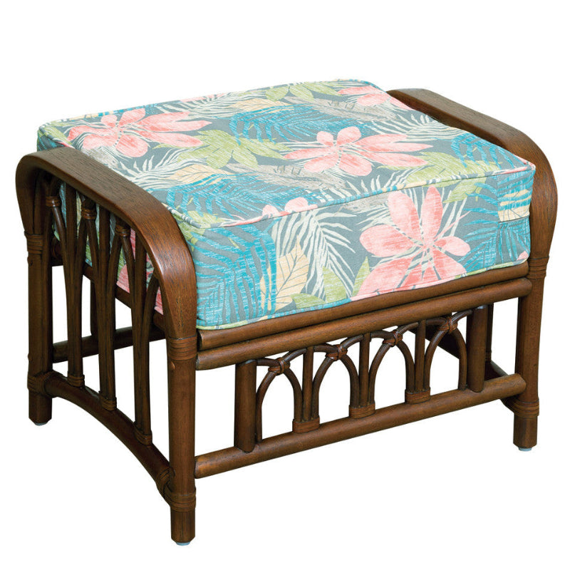 Alexander & Sheridan Cuba Rattan Indoor Ottoman with Cushion