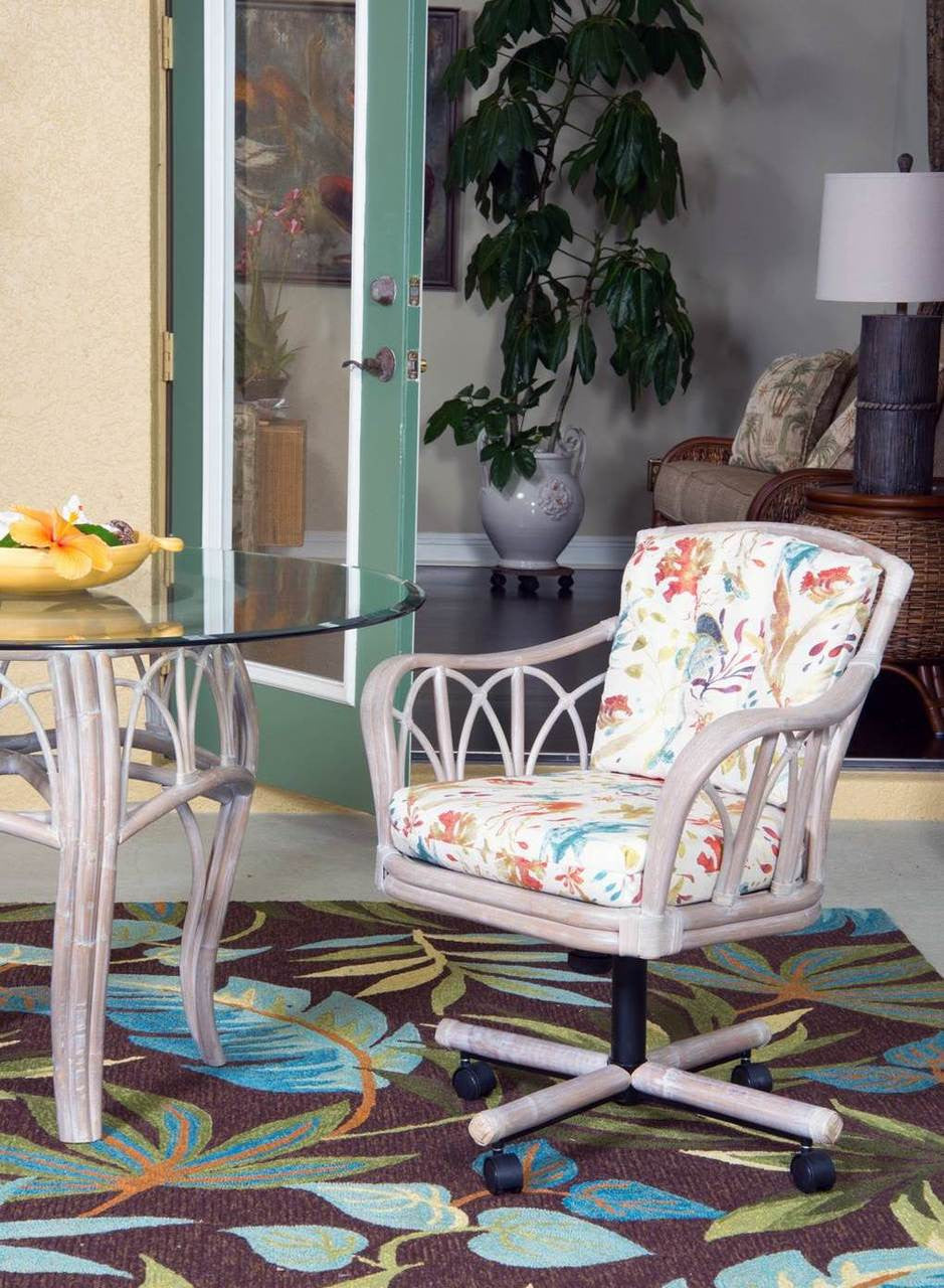 Alexander & Sheridan Cuba Rattan Indoor Tilt Swivel Caster Dining Chair
