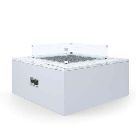 Sunset West Bazaar White Carrara Marble Square Fire Table