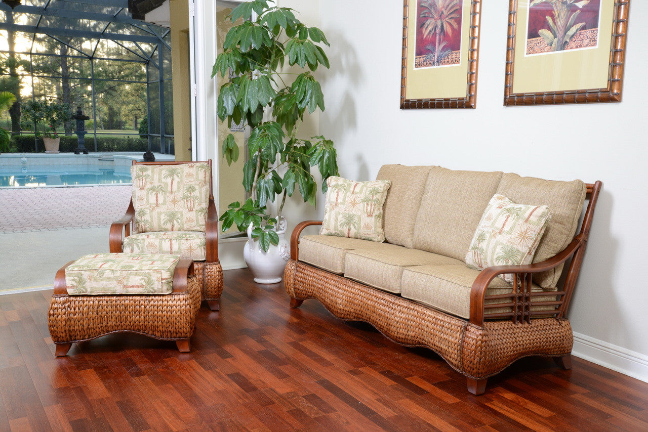 Alexander & Sheridan Key Largo Rattan Indoor 3-Piece Living Room Set