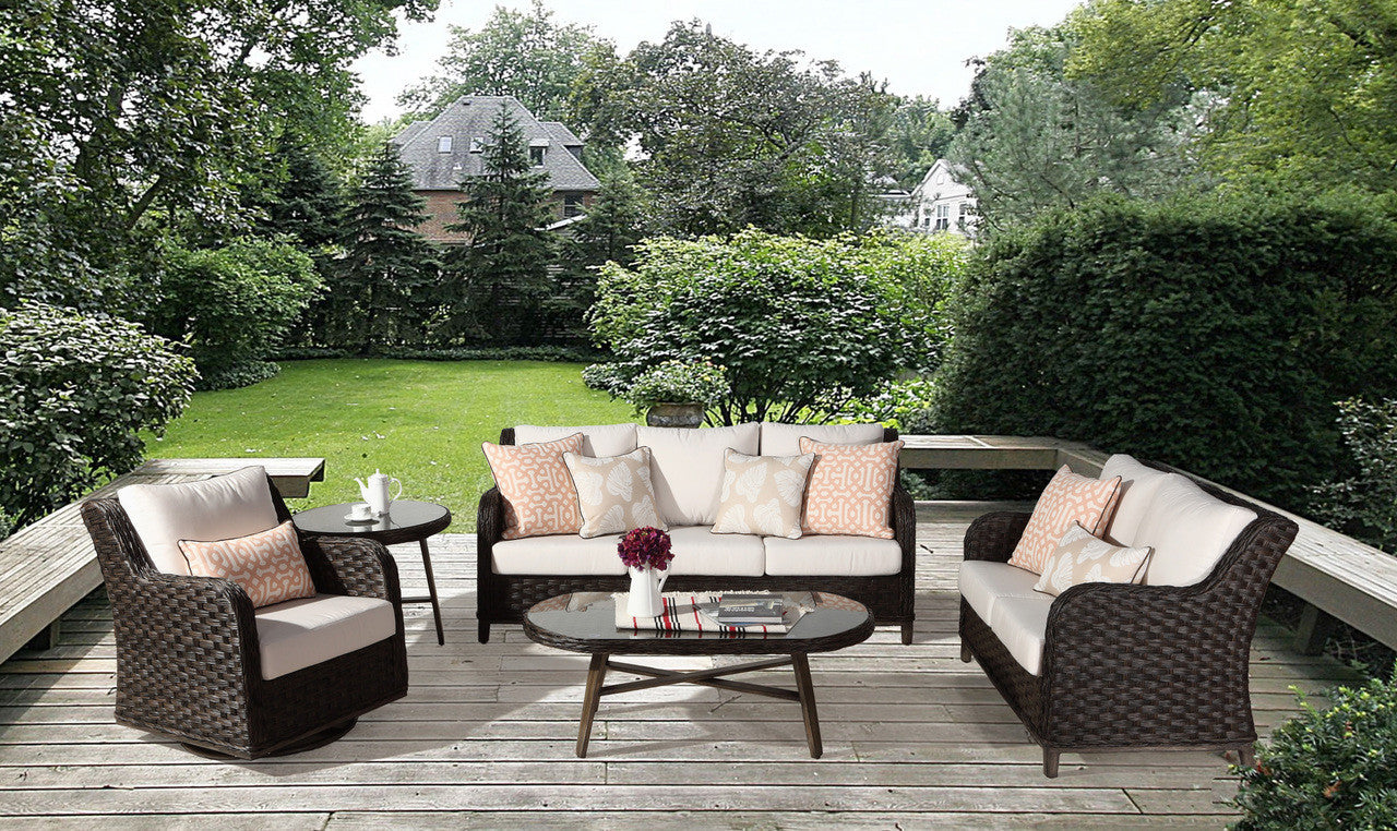 South Sea Rattan Grand Isle Wicker Outdoor 6-Person Patio Set With Glider