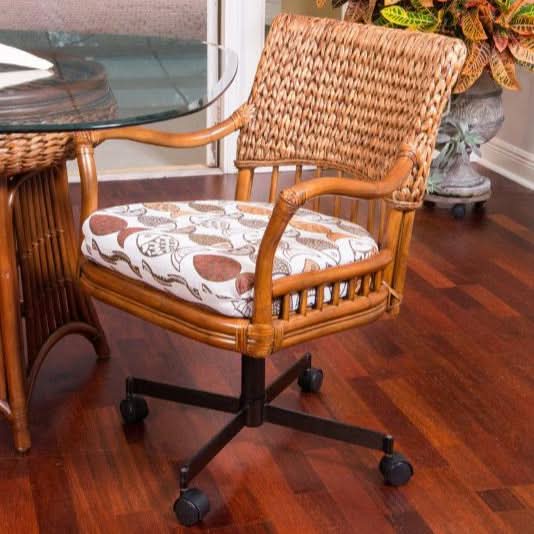 Alexander & Sheridan Key Largo Rattan Indoor Tilt Swivel Caster Dining Chair