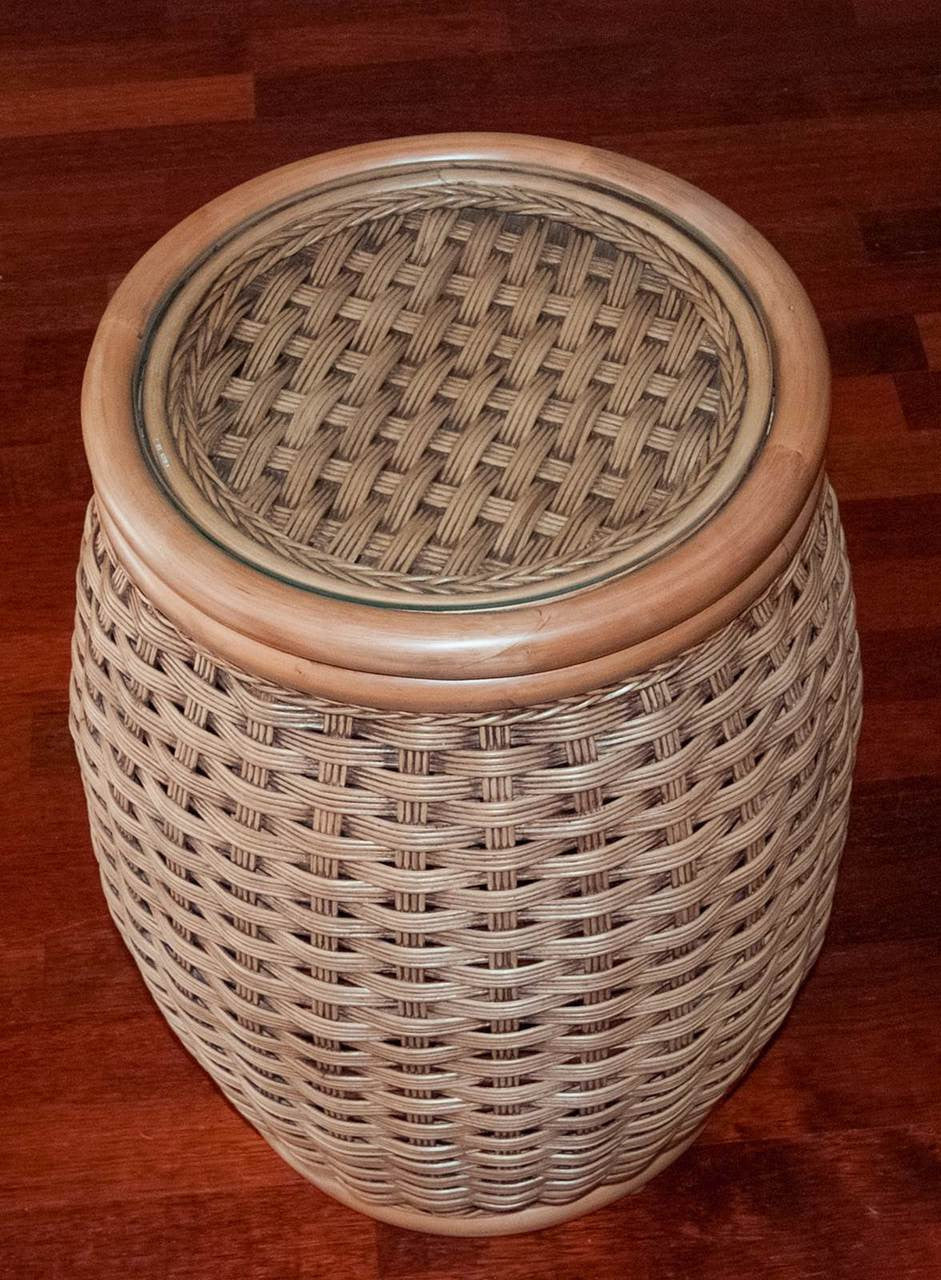 Alexander & Sheridan Kona Rattan Indoor Round End Table With Glass