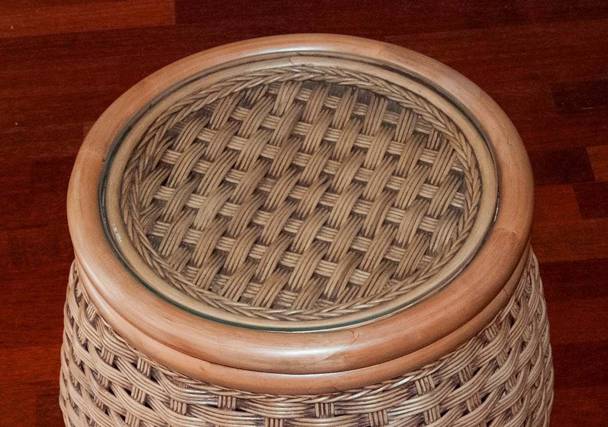 Alexander & Sheridan Kona Rattan Indoor Round End Table With Glass