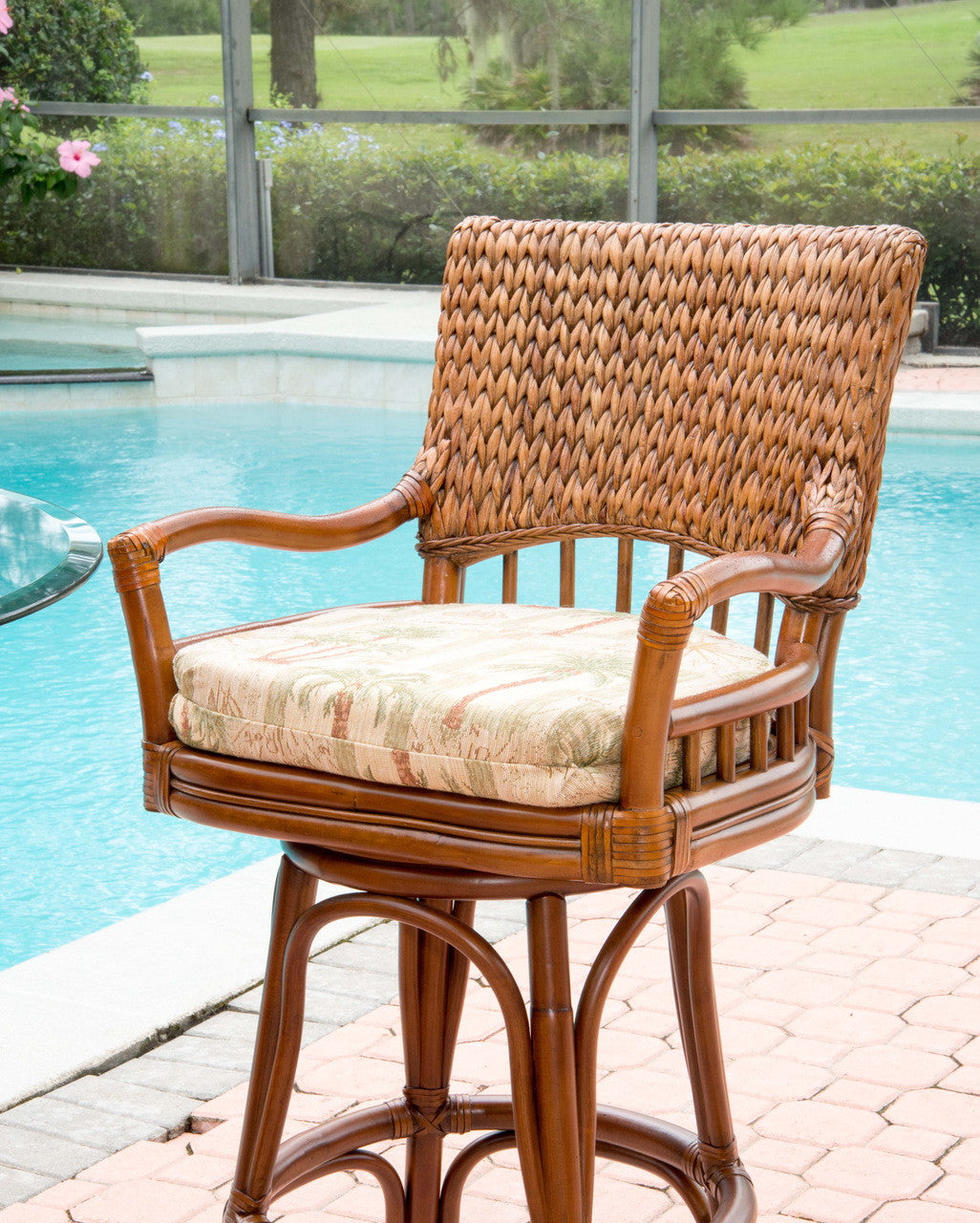 Alexander & Sheridan Key Largo Rattan Indoor 24" Bar Stool