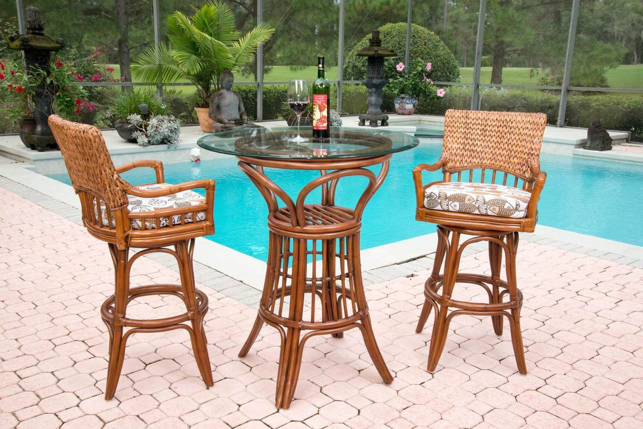 Alexander & Sheridan Key Largo Rattan Indoor 2-Person Pub Set