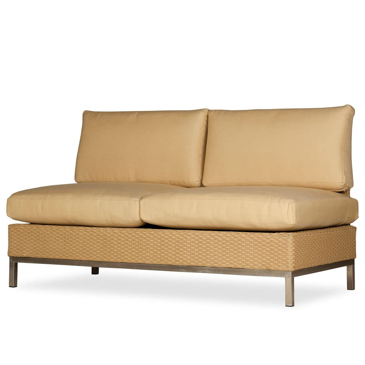 Lloyd Flanders Elements Wicker Outdoor Armless Settee with Loom Back
