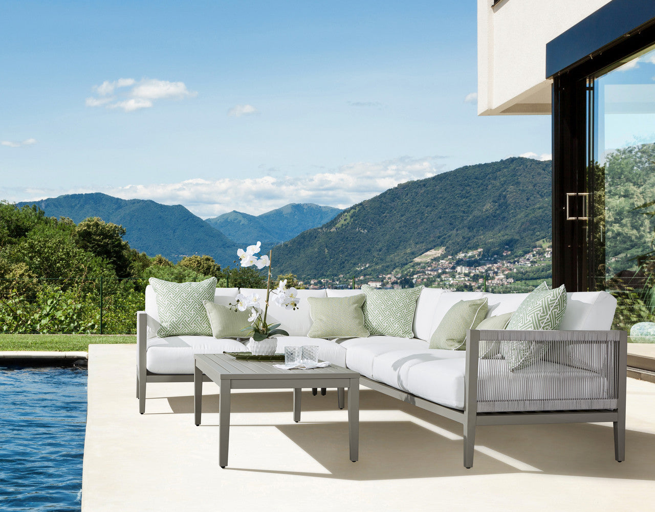 South Sea Rattan Nicole Aluminum Outdoor 6-Person Sectional Patio Lounge Set