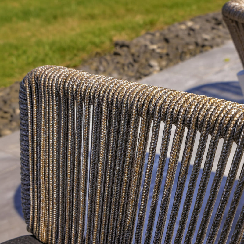 OUTSY Melina Outdoor Wood, Aluminum and Rope Dining Chair, Milk and Coffee Legs (Set Of 2) - rope close up