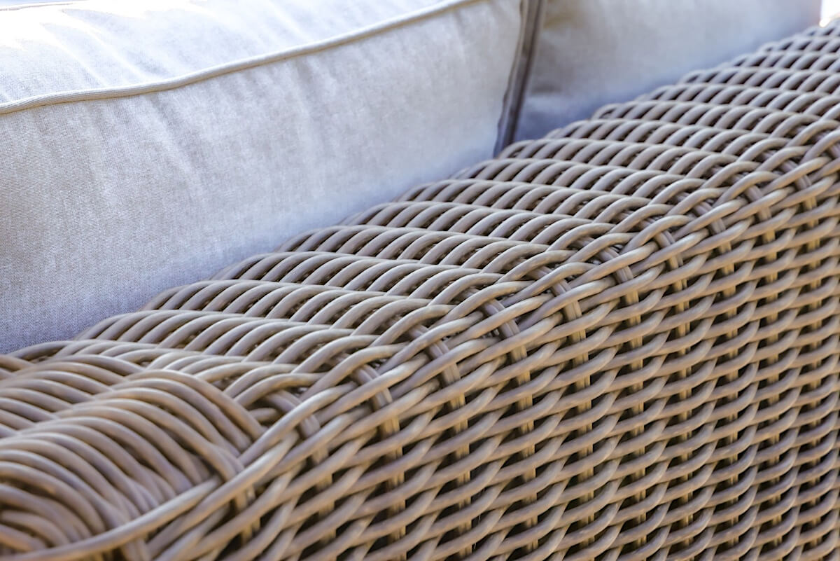 OUTSY Milo LUX 4-Piece Outdoor and Backyard Extra Deep Seating Wicker Aluminum Frame Furniture Set with Wicker Coffee Table in Brown - close up