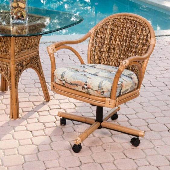 Alexander & Sheridan Panama Rattan Indoor Tilt Swivel Caster Dining Chair