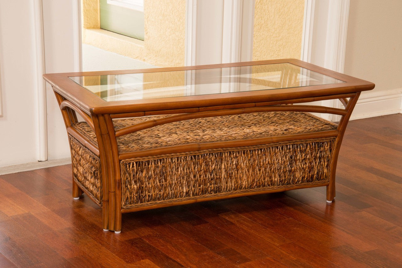 Alexander & Sheridan Panama Rattan Indoor Coffee Table With Glass