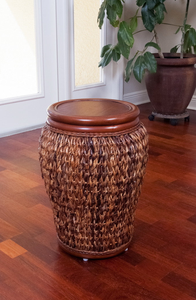 Alexander & Sheridan Panama Rattan Indoor Accent Table With Veneer Top