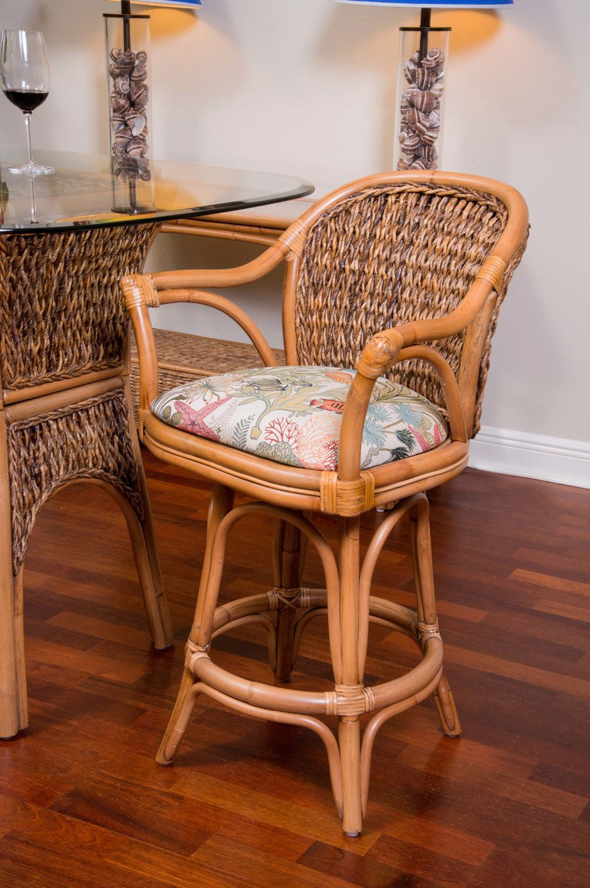 Alexander & Sheridan Panama Rattan Indoor 24" Bar Stool