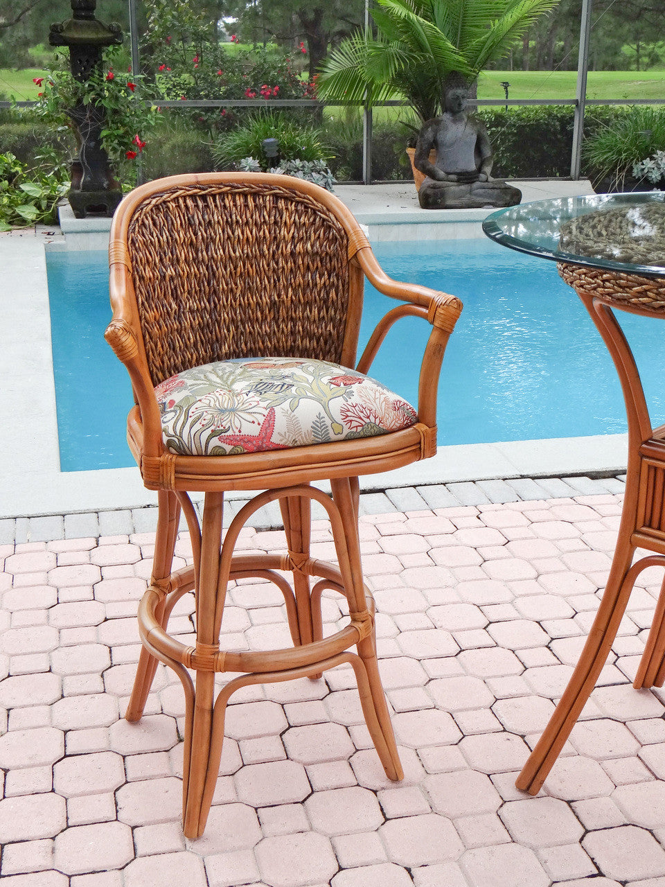 Alexander & Sheridan Panama Rattan Indoor 30" Bar Stool