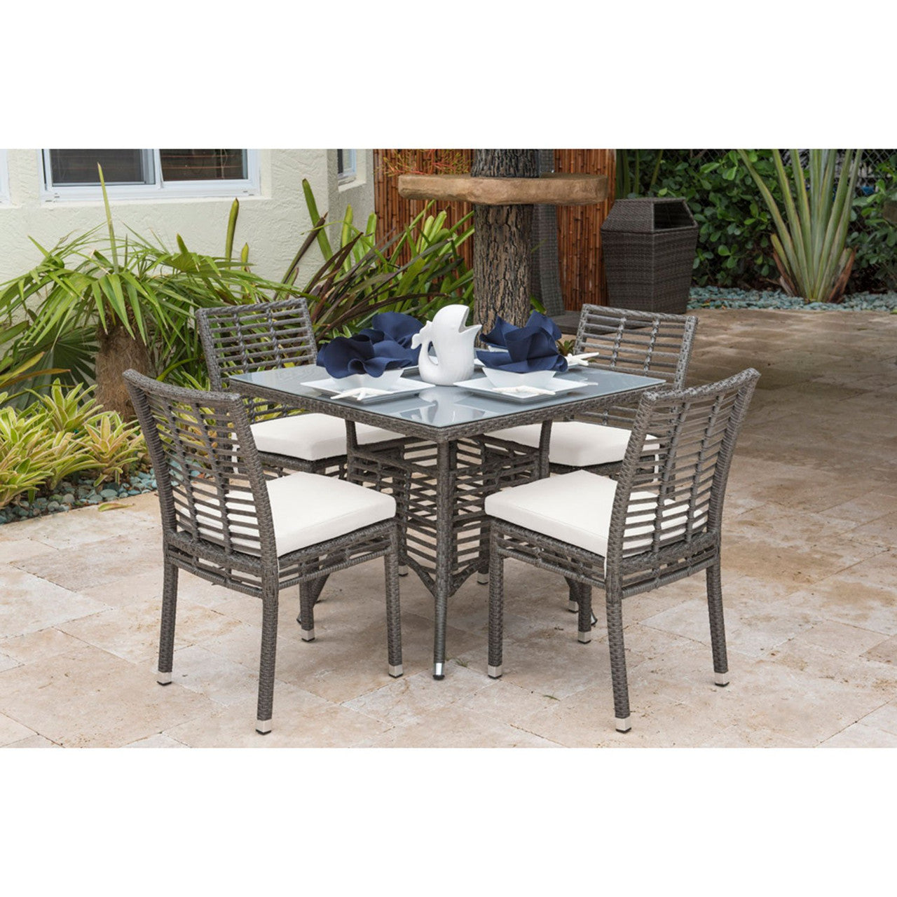 Panama Jack Graphite 5 PC Side Chairs Dining Set with Cushions