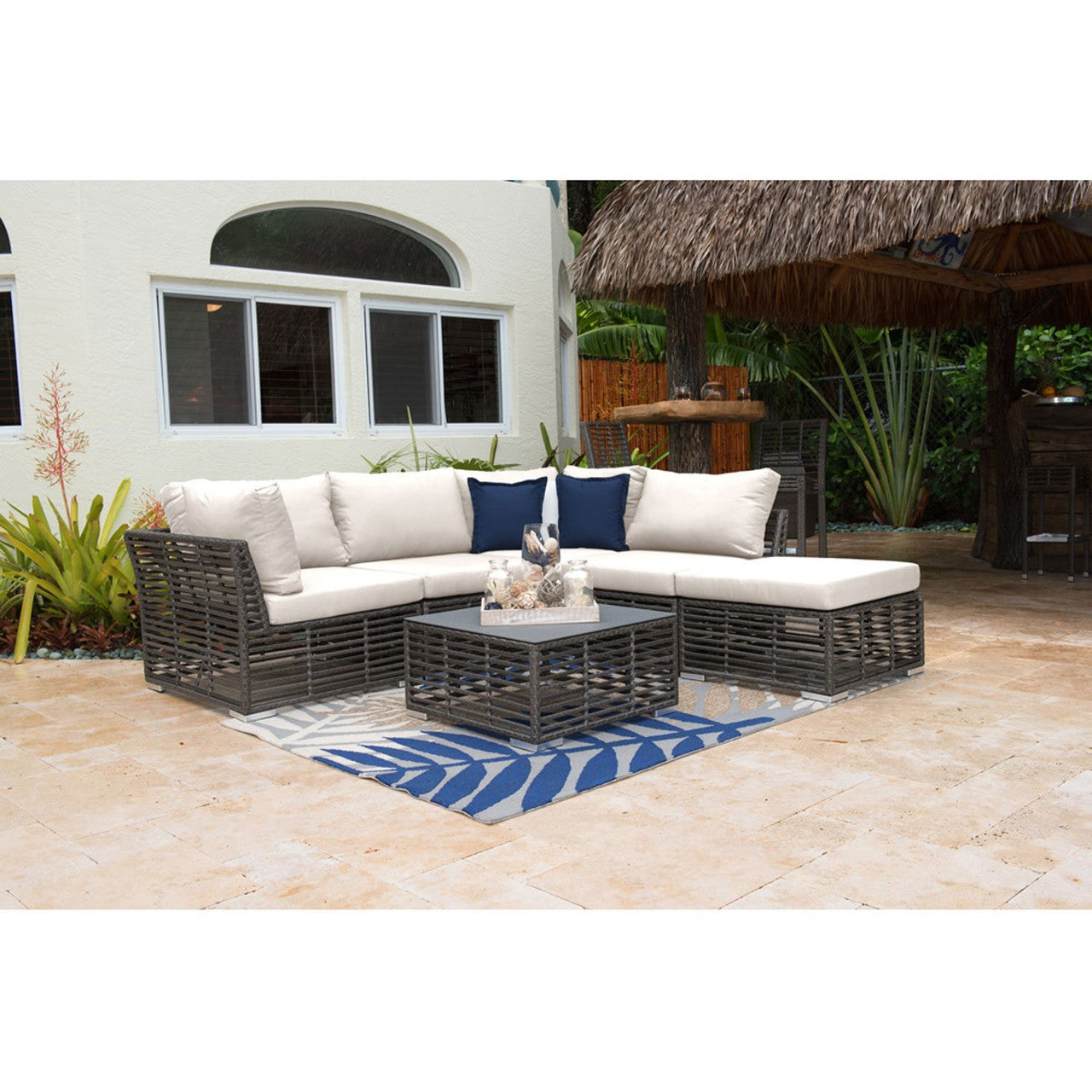 Panama Jack Graphite Aluminum Outdoor Modular Armless Chair with Cushion