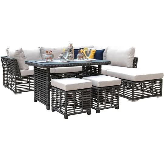 Panama Jack Graphite Aluminum Outdoor Ottoman Set with Cushions - 2 Piece