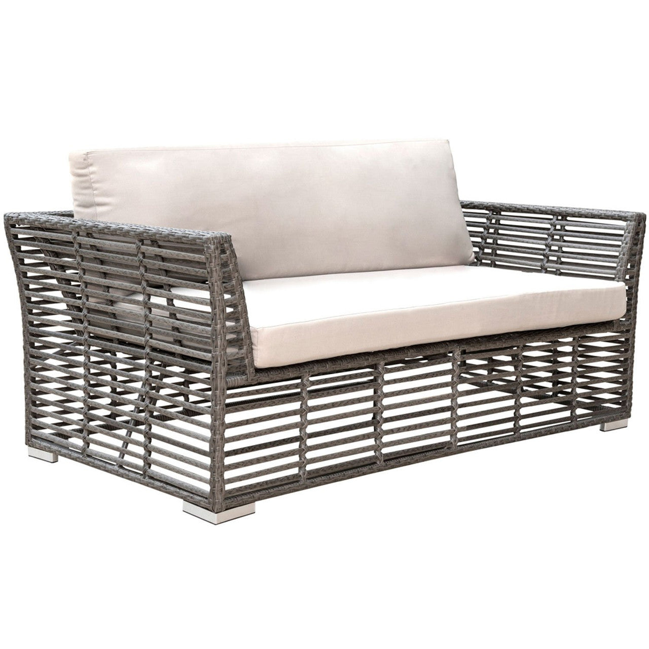 Panama Jack Graphite Aluminum Outdoor Loveseat with Cushion
