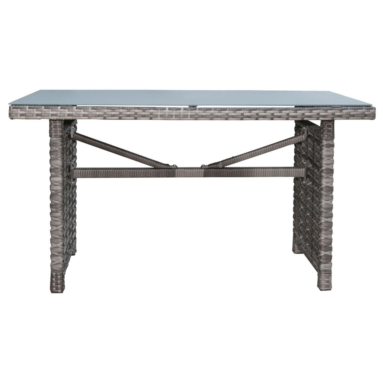 Panama Jack Graphite Aluminum Outdoor Rectangular High Coffee Table with Frosted Glass