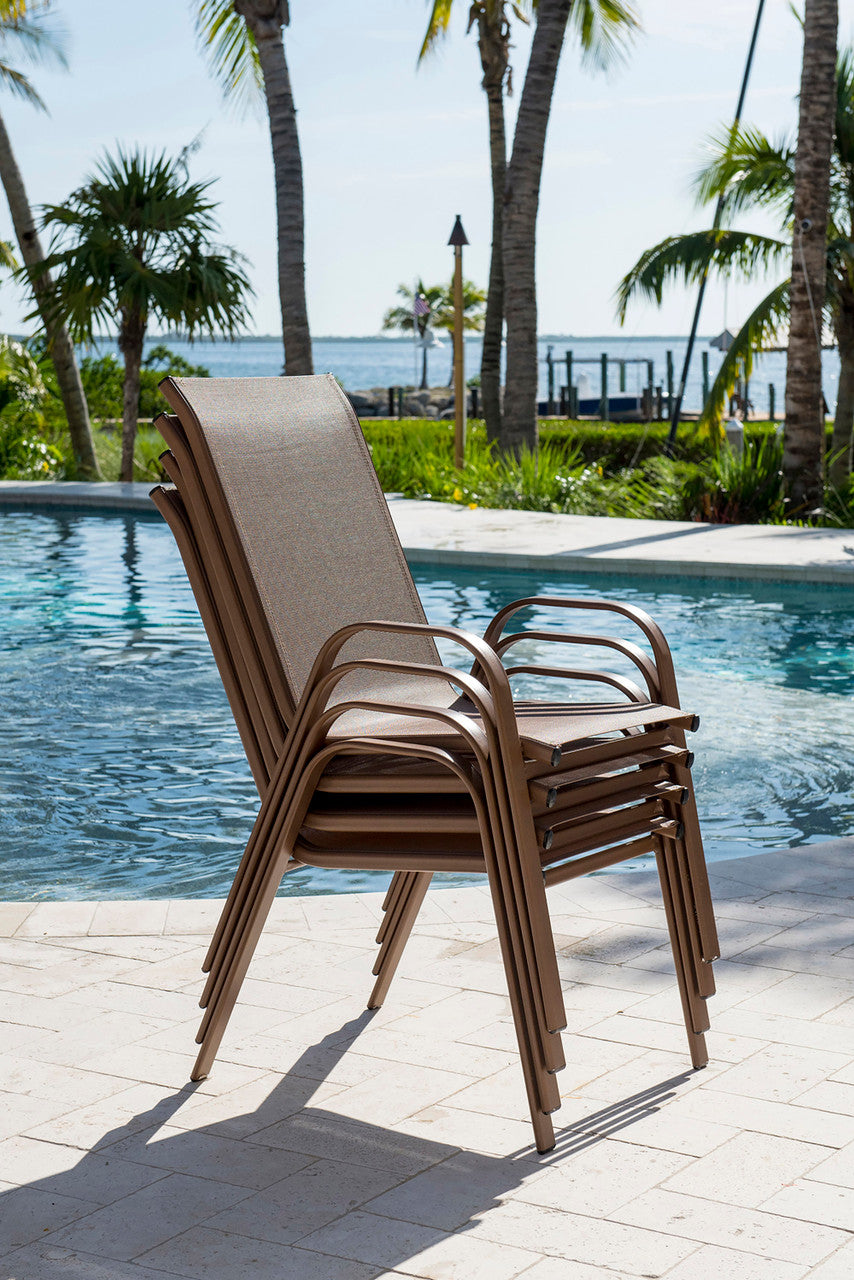 Panama Jack Café Stackable High Back Sling Arm Chairs - Set of 4