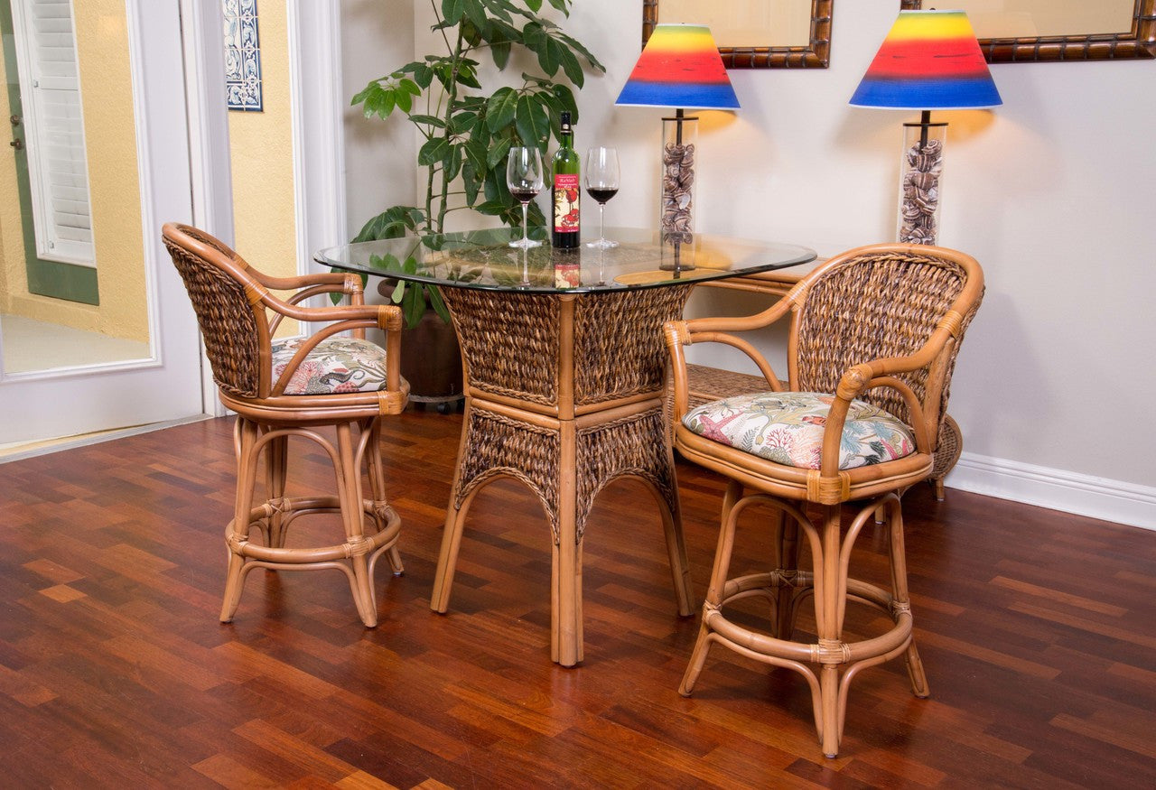 Alexander & Sheridan Panama Rattan Indoor 3 Piece Counter Height Table Set
