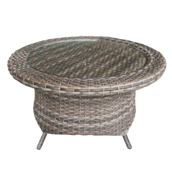 Forever Patio Aberdeen Round Wicker Rotating Chat Table With Glass