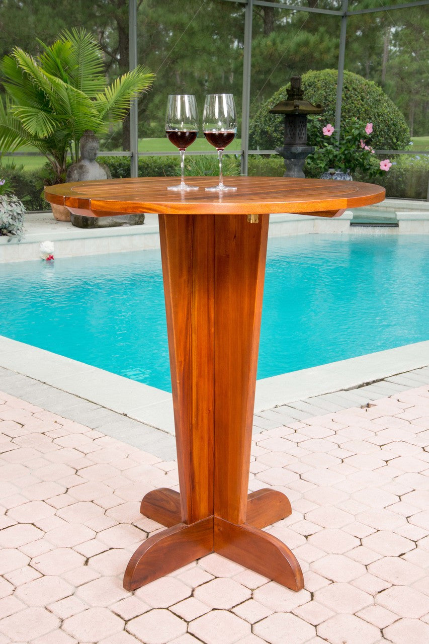 Alexander & Sheridan Serengeti Rattan Indoor KD Pub Table with Teak Top
