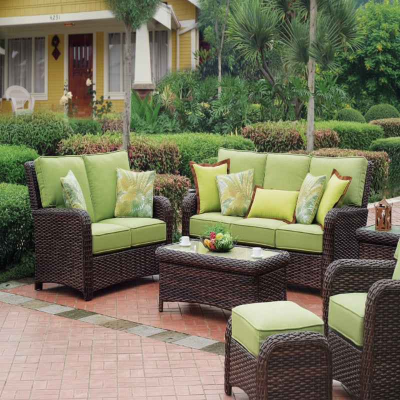 South Sea Rattan Saint Tropez Wicker Outdoor 6-Person Patio Lounge Set