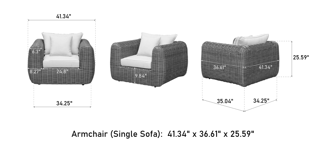 OUTSY Milo armchair dimensions