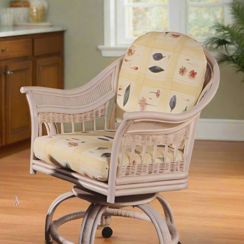 South Sea Rattan Bermuda Wicker Indoor Swivel Tilt Caster Chair