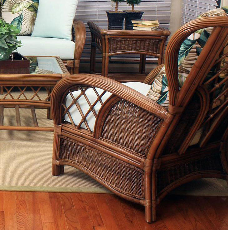 South Sea Rattan Bali Indoor Wicker Lounge Chair Set