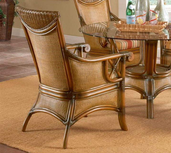South Sea Rattan Pacifica Indoor Wicker Dining Arm Chair