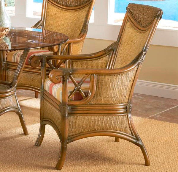 South Sea Rattan Pacifica Indoor Wicker Dining Arm Chair
