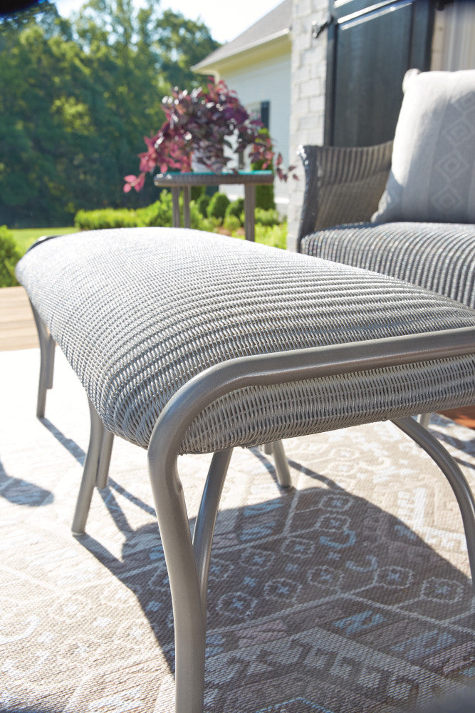 Lloyd Flanders All Seasons Settee Ottoman with Padded Seat