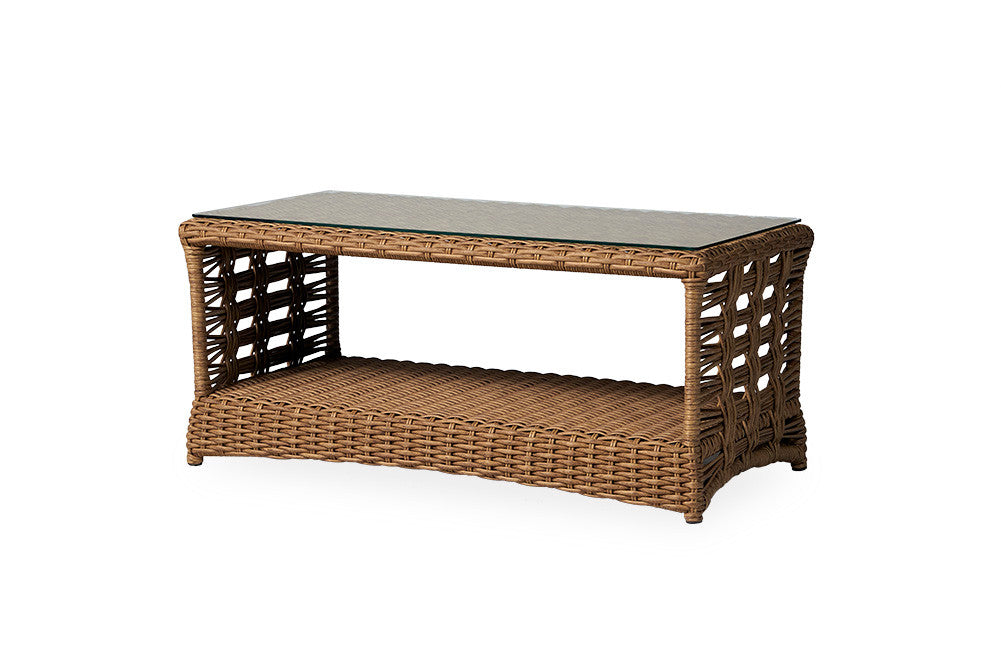 Lloyd Flanders Magnolia Woven Vinyl Outdoor 42.5" Rectangular Cocktail Table