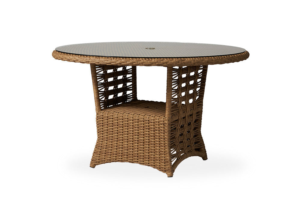 Lloyd Flanders Magnolia Woven Vinyl Outdoor 48" Round Umbrella Dining Table
