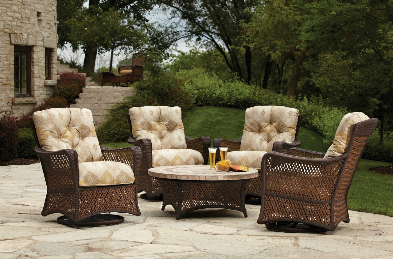 Lloyd Flanders Grand Traverse Wicker Outdoor Swivel Glider Lounge Chair