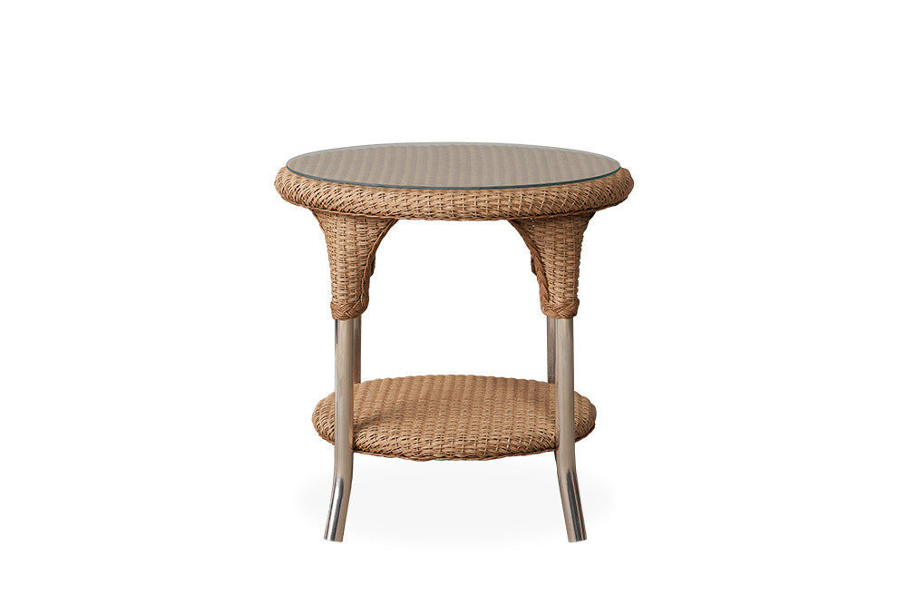 Lloyd Flanders Loom 24" Round End Table with Partial Apron
