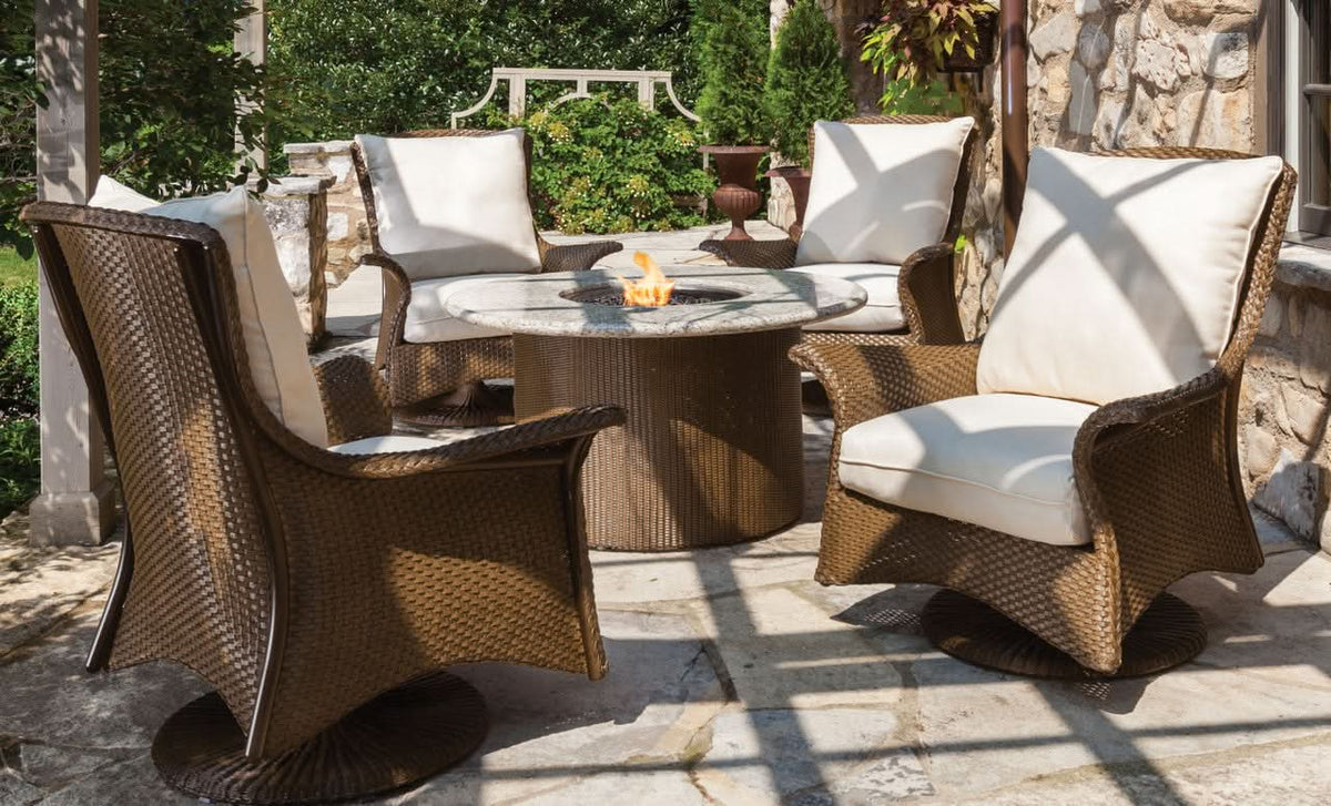 Lloyd Flanders Loom Wicker Outdoor 48" Round Fire Table