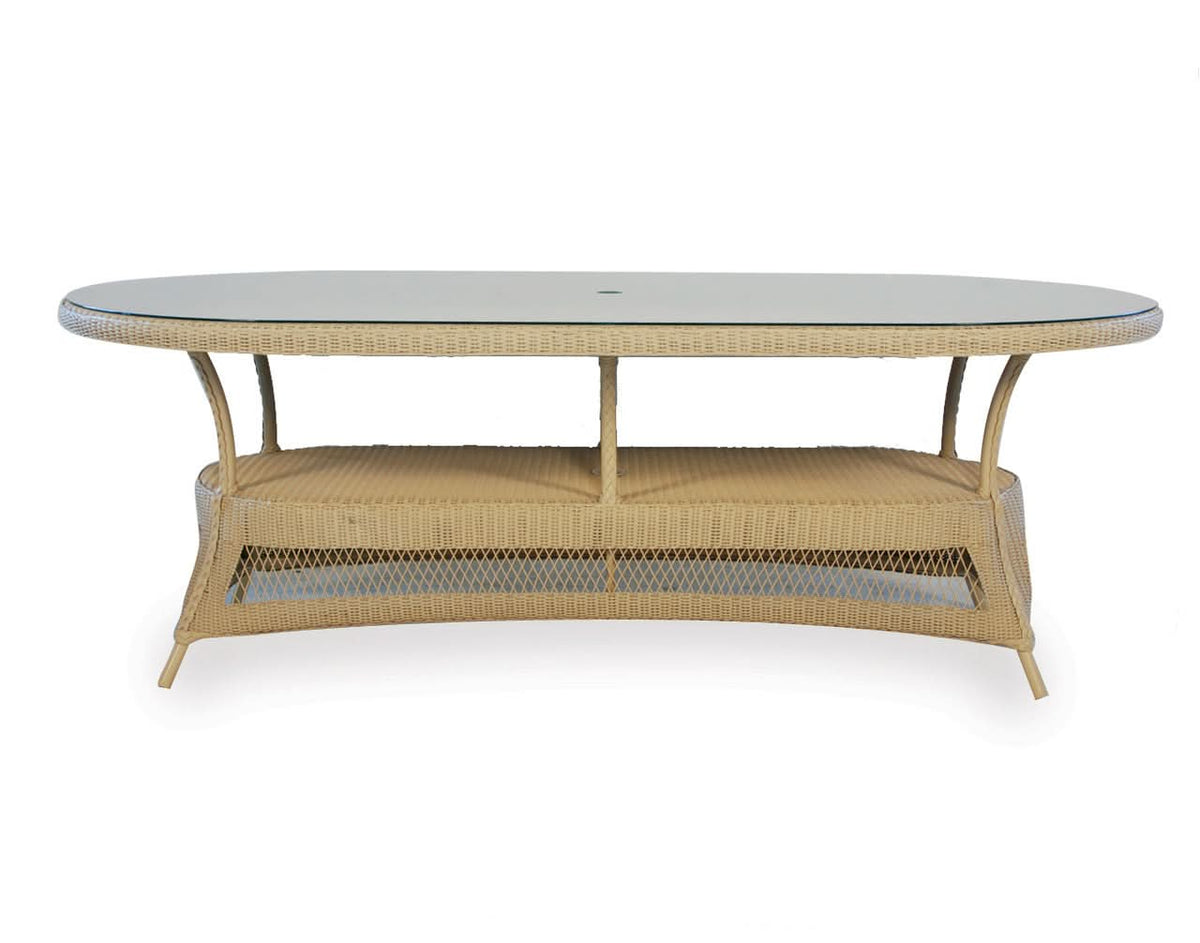 Lloyd Flanders Loom 85" Oval Umbrella Dining Table