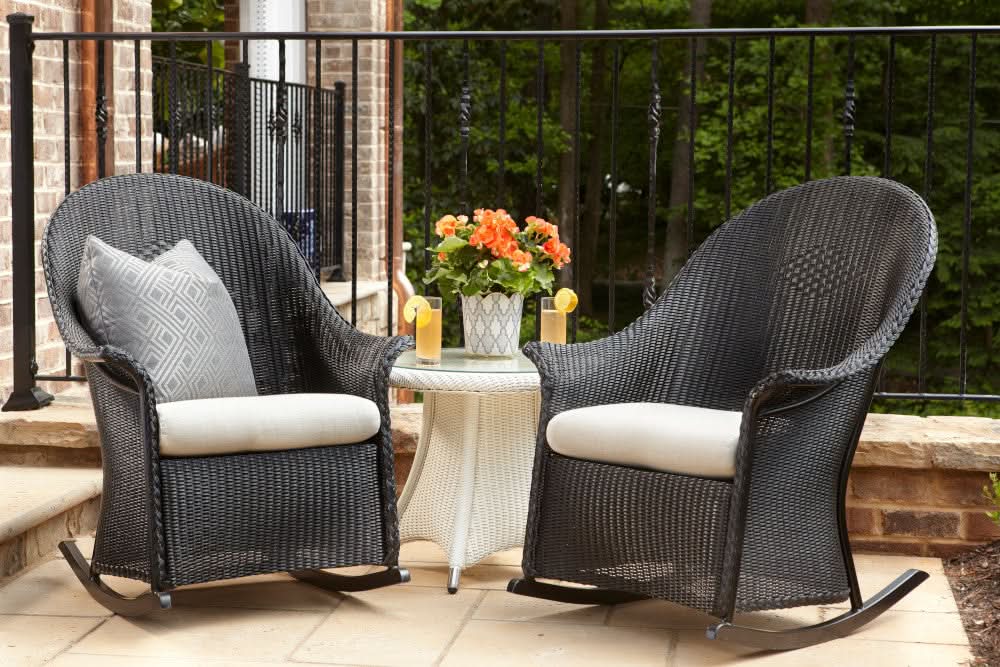 Lloyd Flanders Loom Wicker Outdoor High Back Porch Rocker