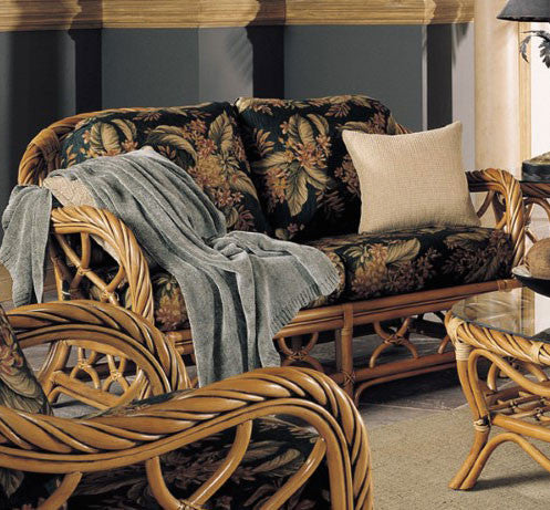 South Sea Rattan New Twist Rattan Indoor Loveseat
