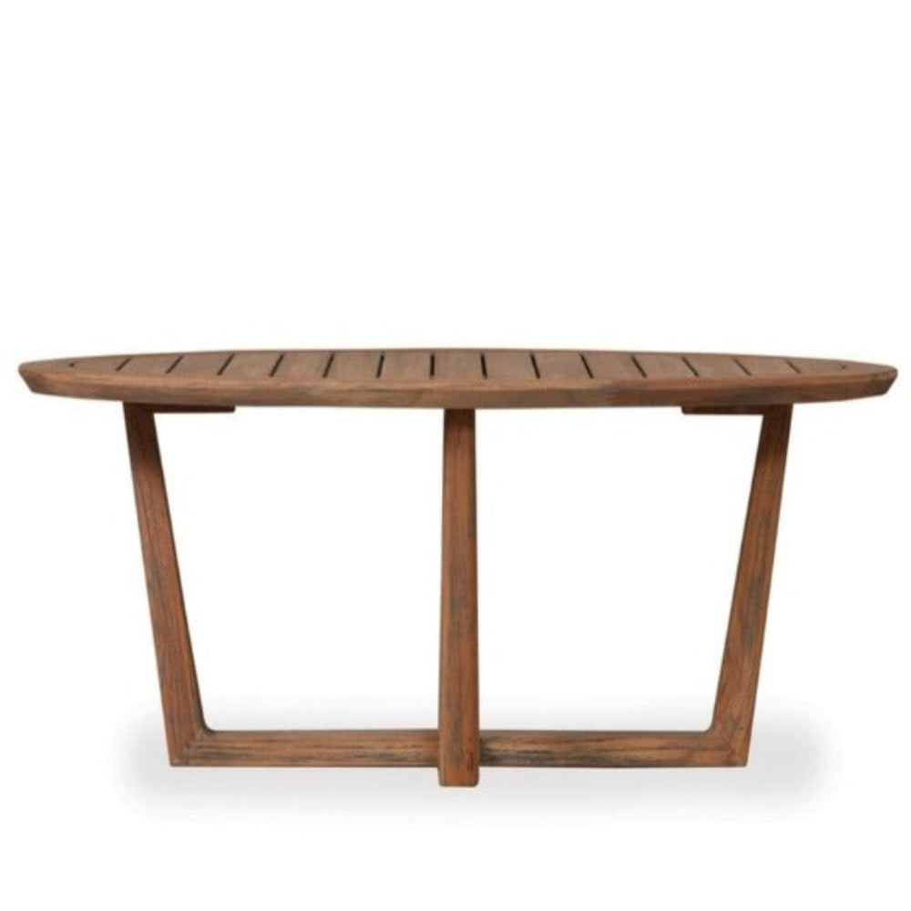 Lloyd Flanders Teak Outdoor 48" Oval Sled Base Cocktail Table