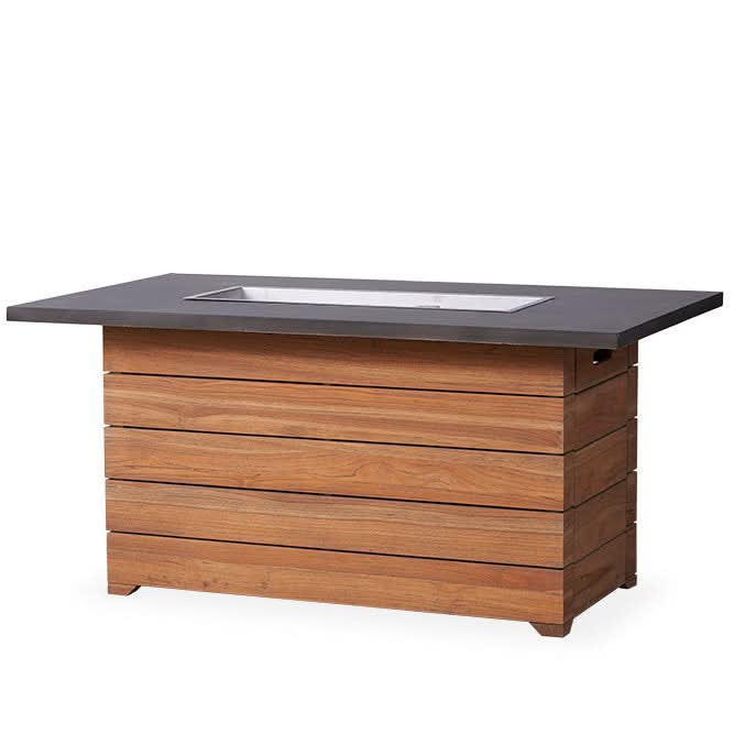 Lloyd Flanders Teak Outdoor 50" Rectangular Fire Table with Faux Concrete Top