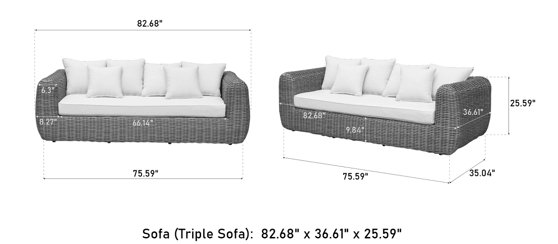 OUTSY Milo sofa dimensions