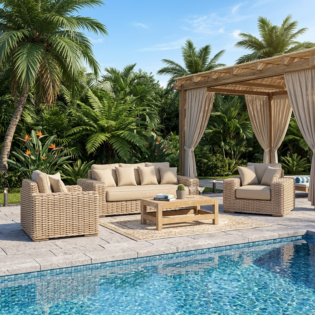 Wicker Poolside Chaise Lounge Sets