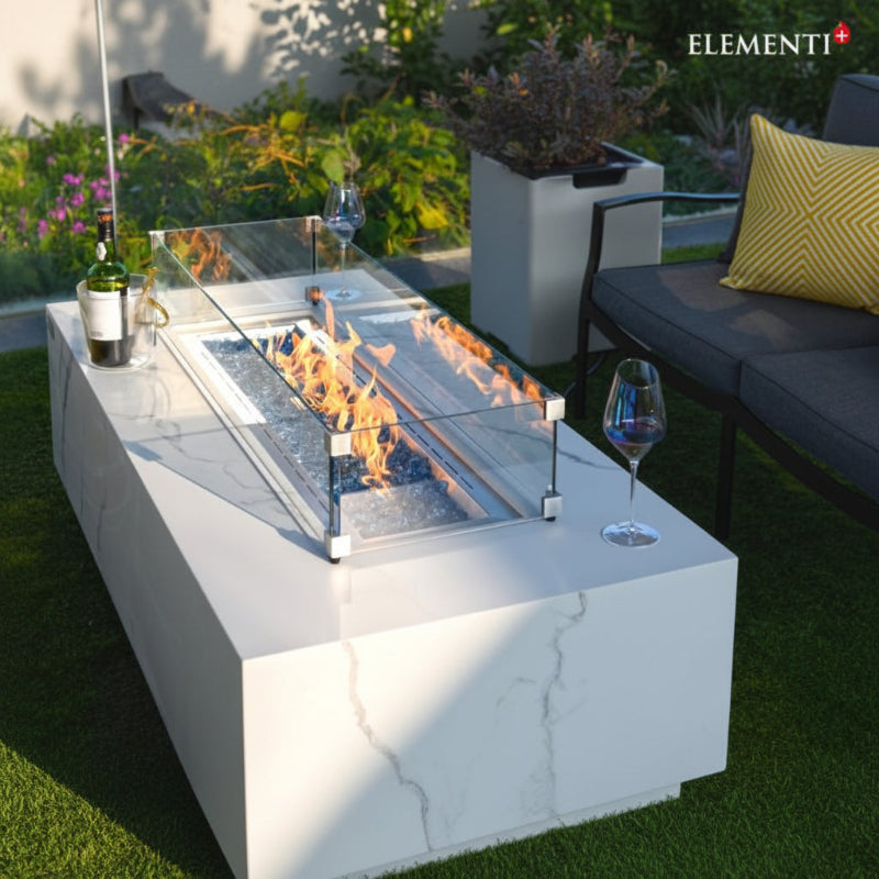 Elementi Plus Carrara Marble Porcelain Outdoor Fire Table