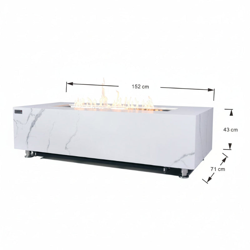 Elementi Plus Carrara Marble Porcelain Outdoor Fire Table